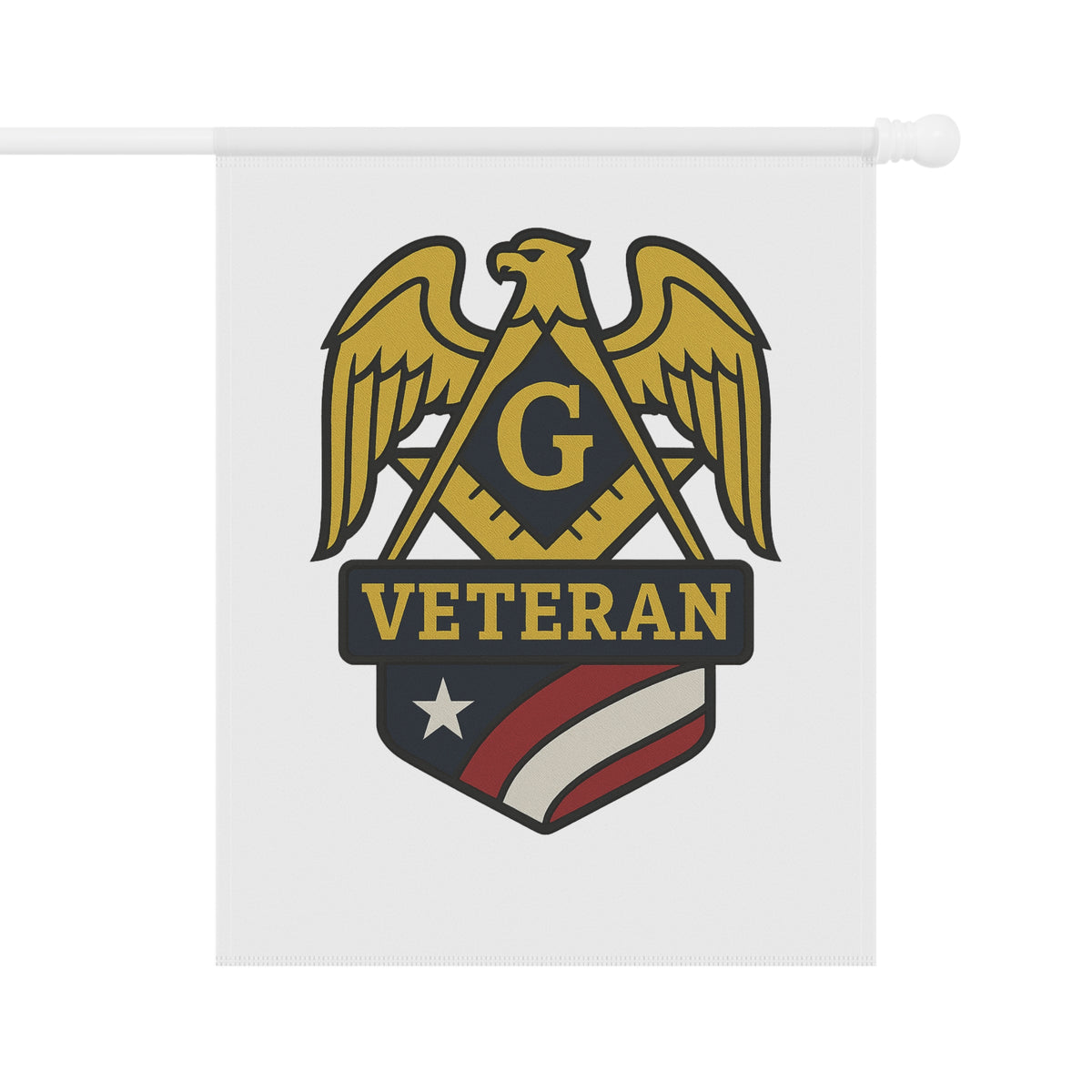 Master Mason Blue Lodge Yard Flag - White Veteran Mason Printed Poly Poplin - Bricks Masons