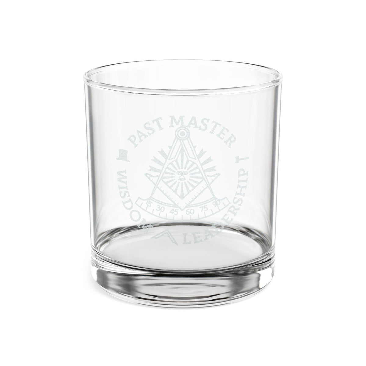 Past Master Blue Lodge Whiskey Glass - Wisdom Leadership S&C Quadrant Sun Emblem