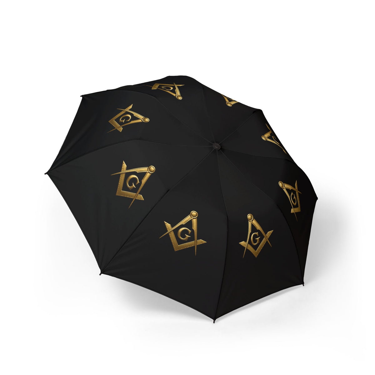 Master Mason Blue Lodge Umbrella - Black with Gold Square & Compass G - Bricks Masons