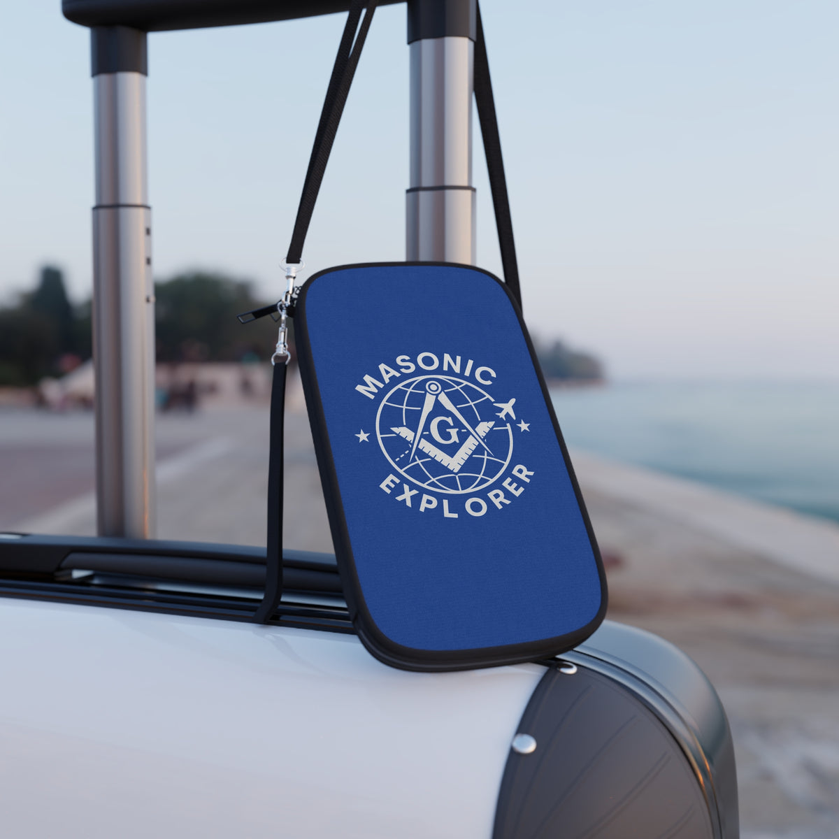 Master Mason Blue Lodge Passport Wallet - Blue Masonic Explorer With Shoulder & Wrist Strap - Bricks Masons