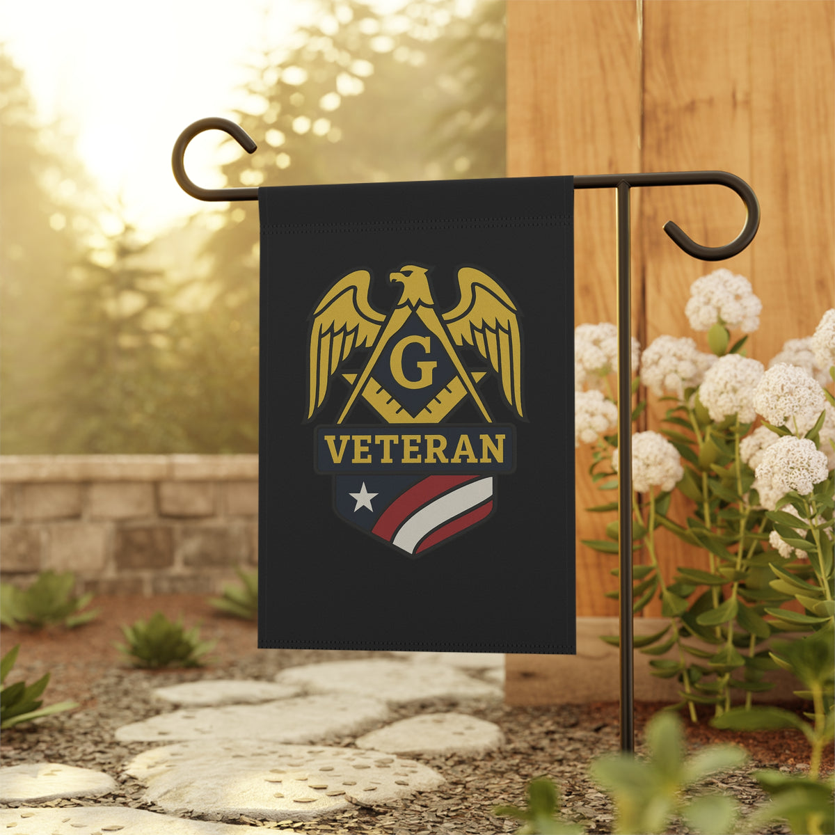 Master Mason Blue Lodge Yard Flag - Veteran Mason Printed Poly Poplin - Bricks Masons