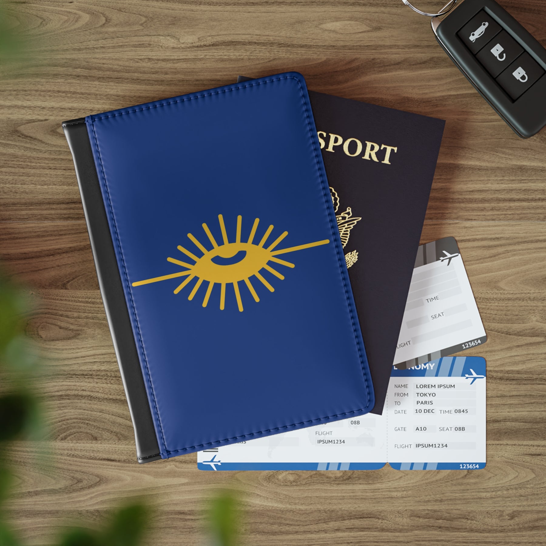Knights of the All Seeing Eye Passport Cover - Blue PU Leather With Inner Compartments - Bricks Masons