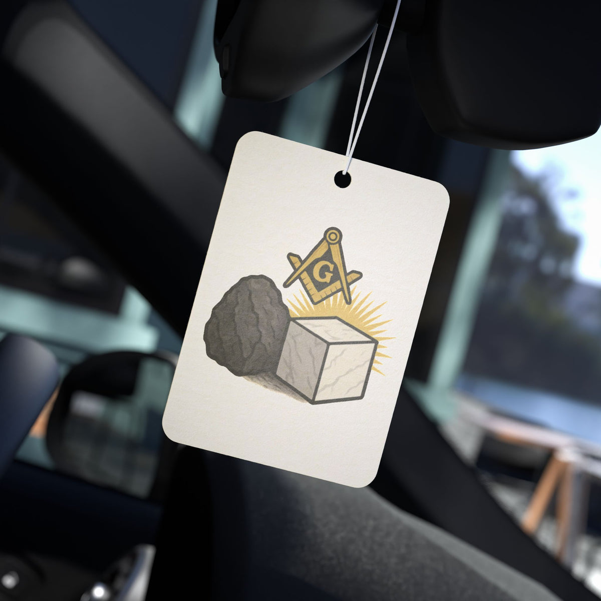 Master Mason Blue Lodge Car Air Freshener - Rough Ashlar & Perfect Ashlar Symbol - Bricks Masons