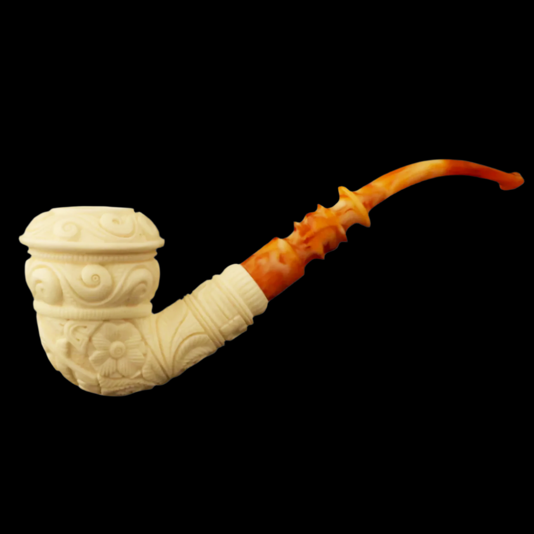 Master Mason Blue Lodge Meerschaum Pipe - Wax Coated With Square & Compass G - Bricks Masons