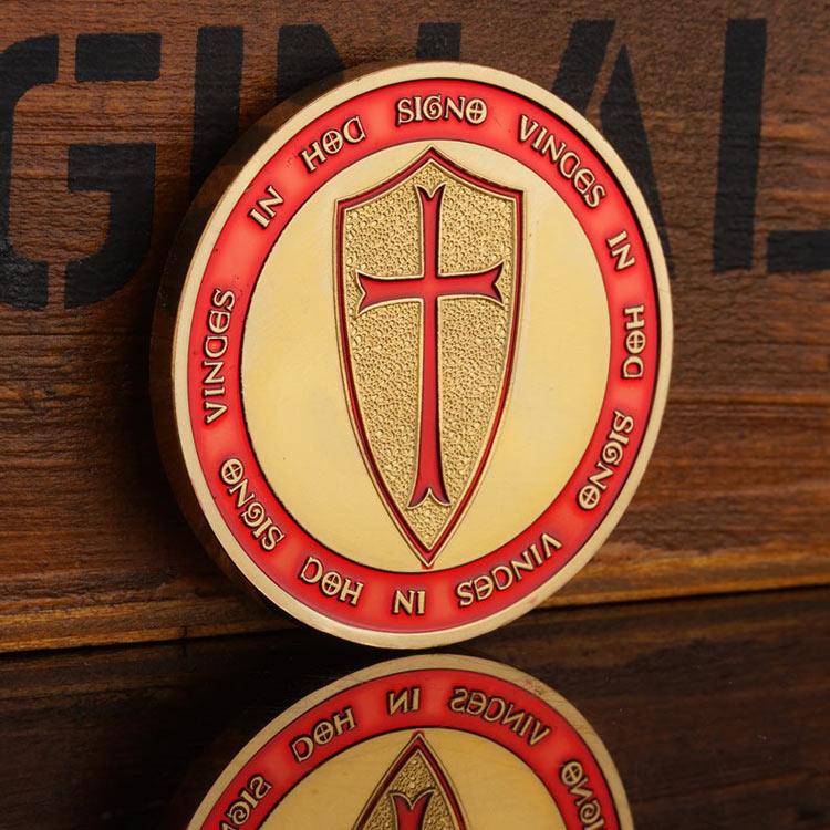 Knights Templar Commandery Coin - Cross Christ Soldiers Red - Bricks Masons