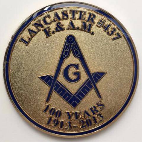 Master Mason Blue Lodge Car Emblem - Lancaster F. AM 100 Years - Bricks Masons