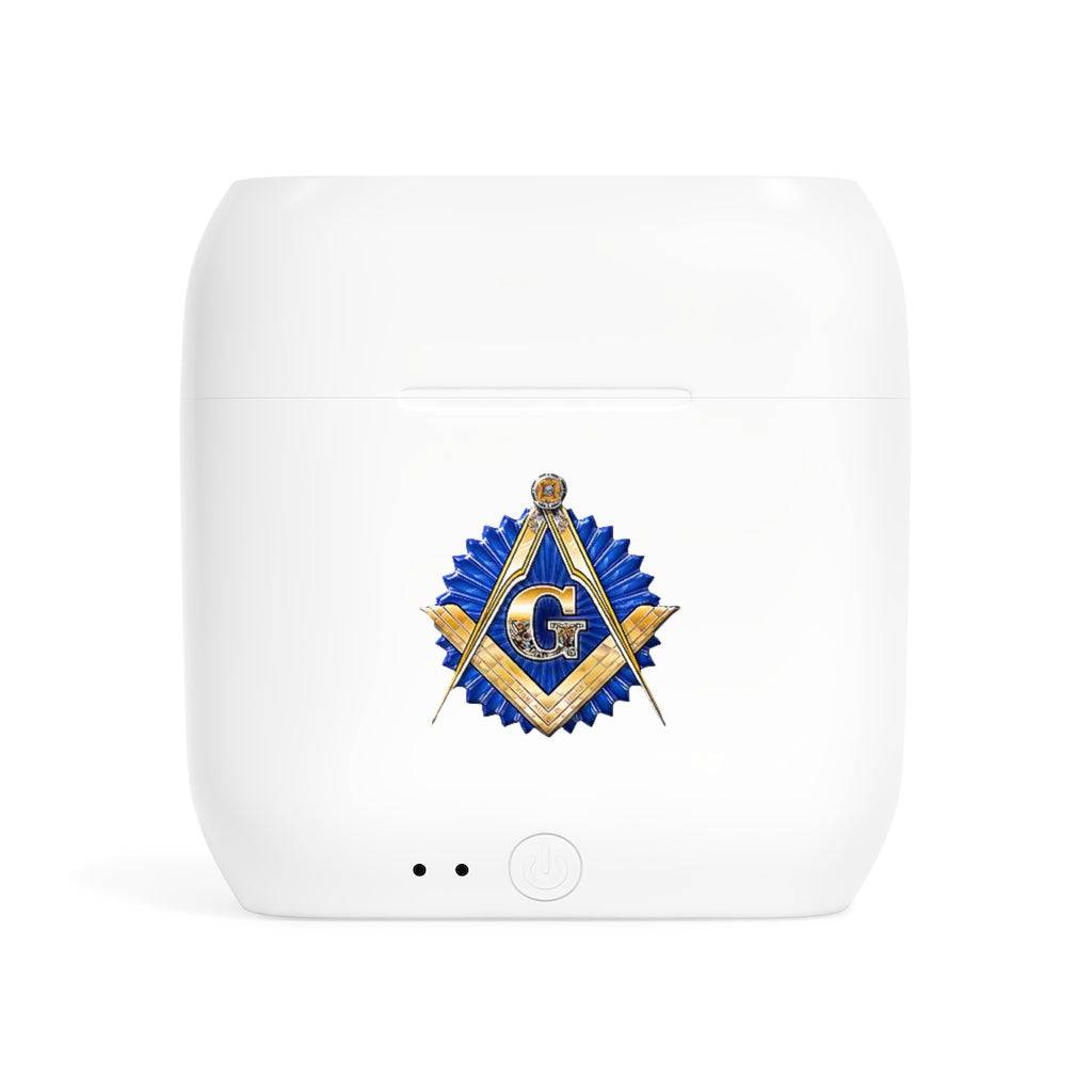 Master Mason Blue Lodge Earbud - Golden Square & Compass G - Bricks Masons