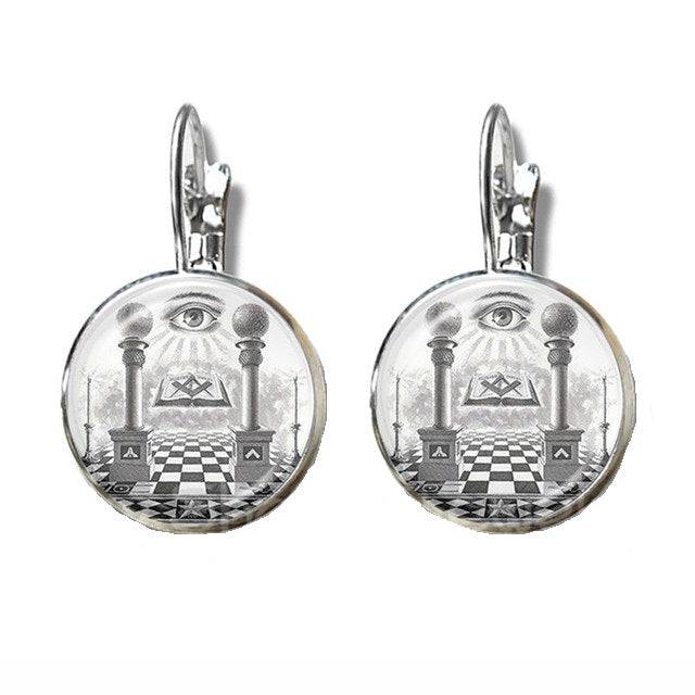 Master Mason Blue Lodge Earring - Annuit Coeptis - Bricks Masons