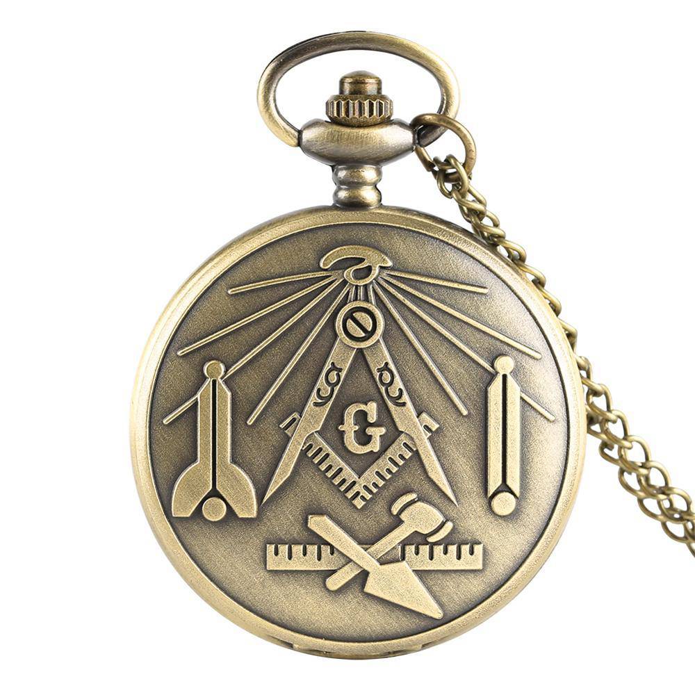 Master Mason Blue Lodge Pocket Watch - Square and Compass G - Bricks Masons