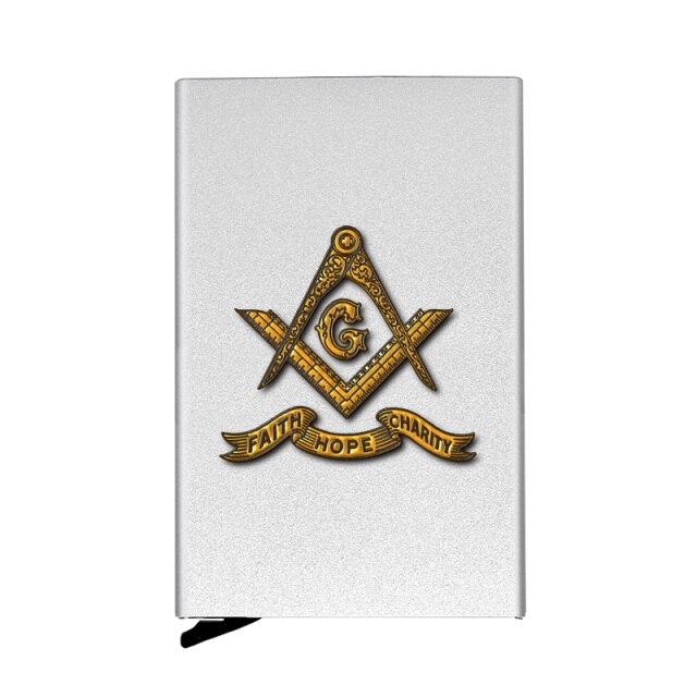 Master Mason Blue Lodge Wallet - Faith Hope Charity, Popup Credit Card - Bricks Masons