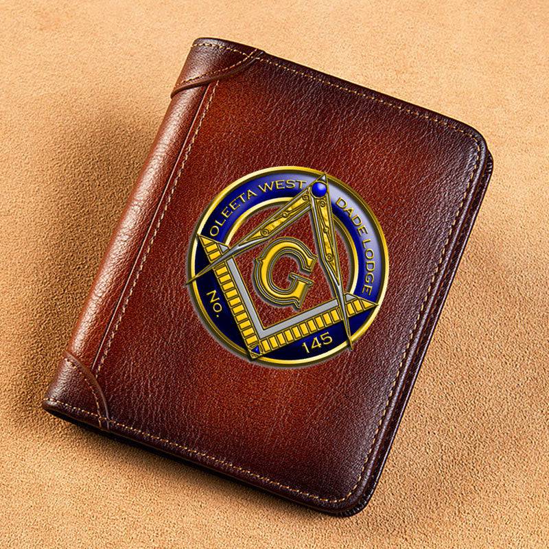 Master Mason Blue Lodge Wallet - GENUINE LEATHER Oleeta West Dade Lodge NO. 145 - Bricks Masons