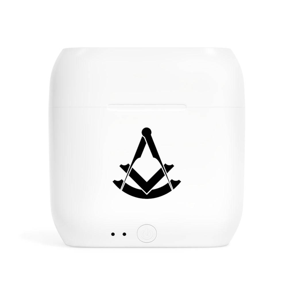 Past Master Blue Lodge Earbud - Black & White - Bricks Masons