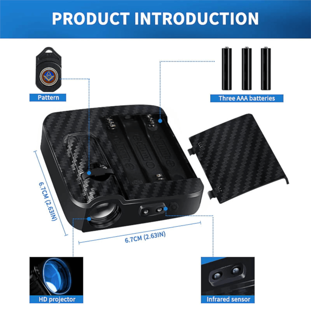 Royal Arch Chapter Car Door Light Projector - Customizable Wireless LED - Bricks Masons