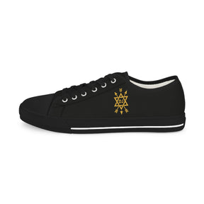 Order of the Secret Monitor Sneaker - Low Top Sneaker Black & White Golden Emblem - Bricks Masons