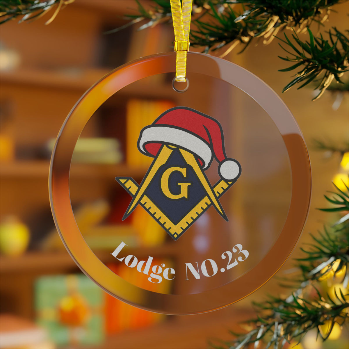 Master Mason Blue Lodge Christmas Ornament - Glass S & G With Customization - Bricks Masons