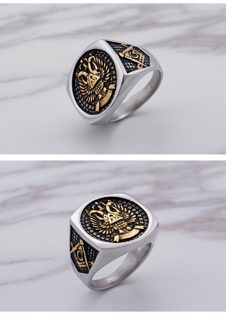 33rd Degree Scottish Rite Ring - Silver & Gold - Bricks Masons