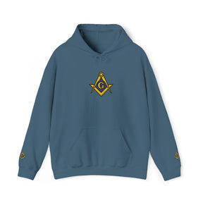 Master Mason Blue Lodge Hoodie - Soft Cotton Poly Blend Embroidered Detail - Bricks Masons