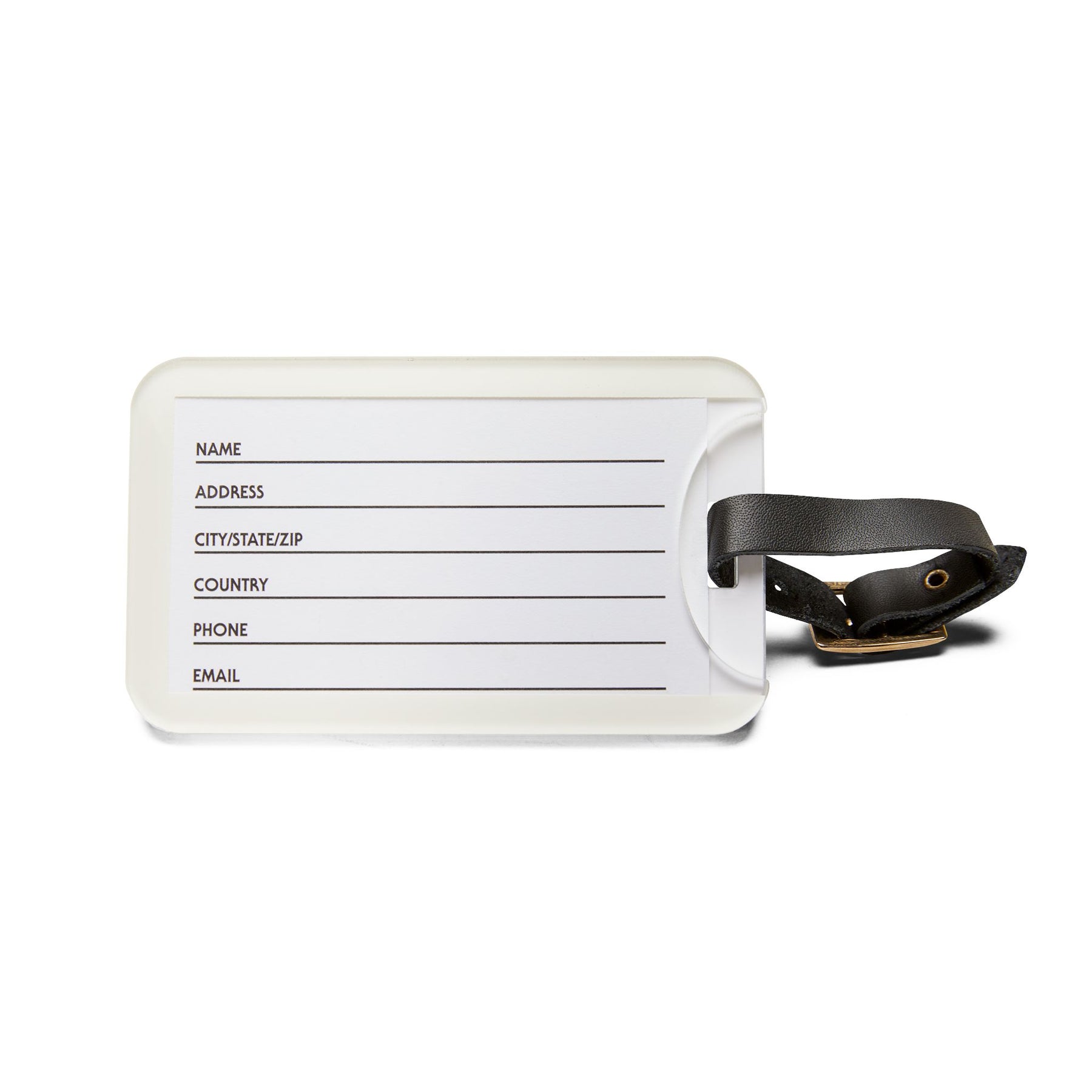 LOCOP Luggage Tag - Purple With Black Leather Strap - Bricks Masons