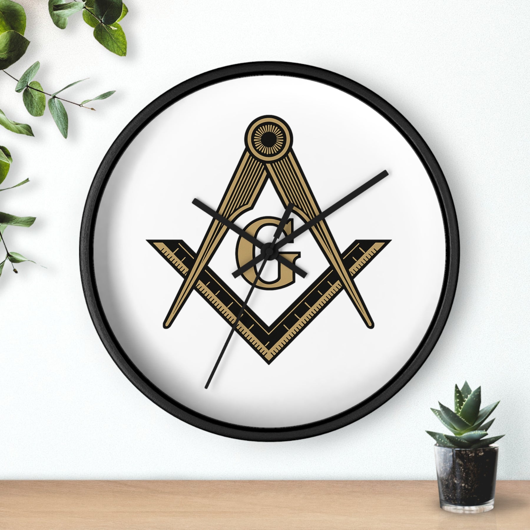 Master Mason Blue Lodge Clock - Distinguished S&C G on White Dial - Bricks Masons
