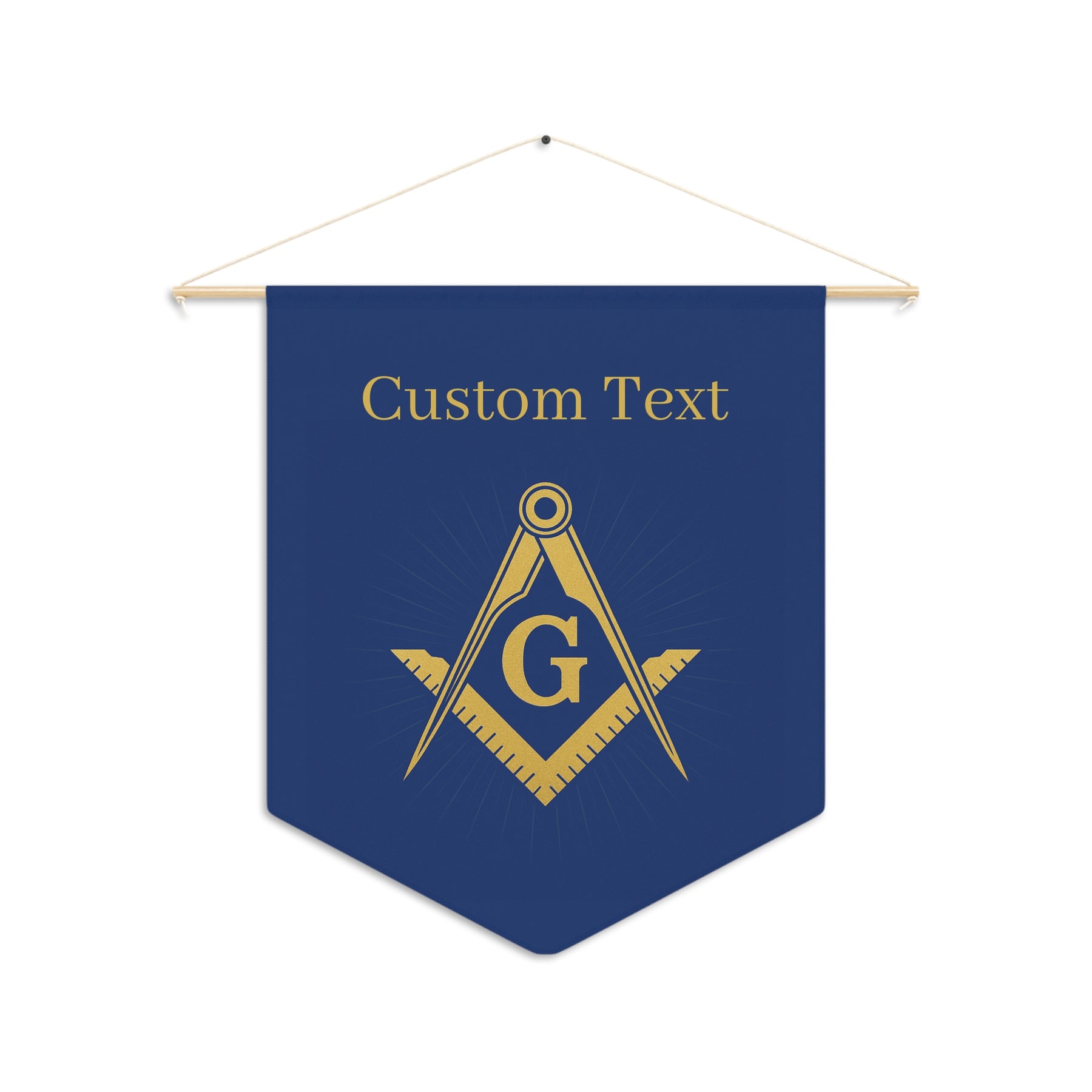 Master Mason Blue Lodge Pennant - Gold & Blue Square & Compass G with Personalization - Bricks Masons