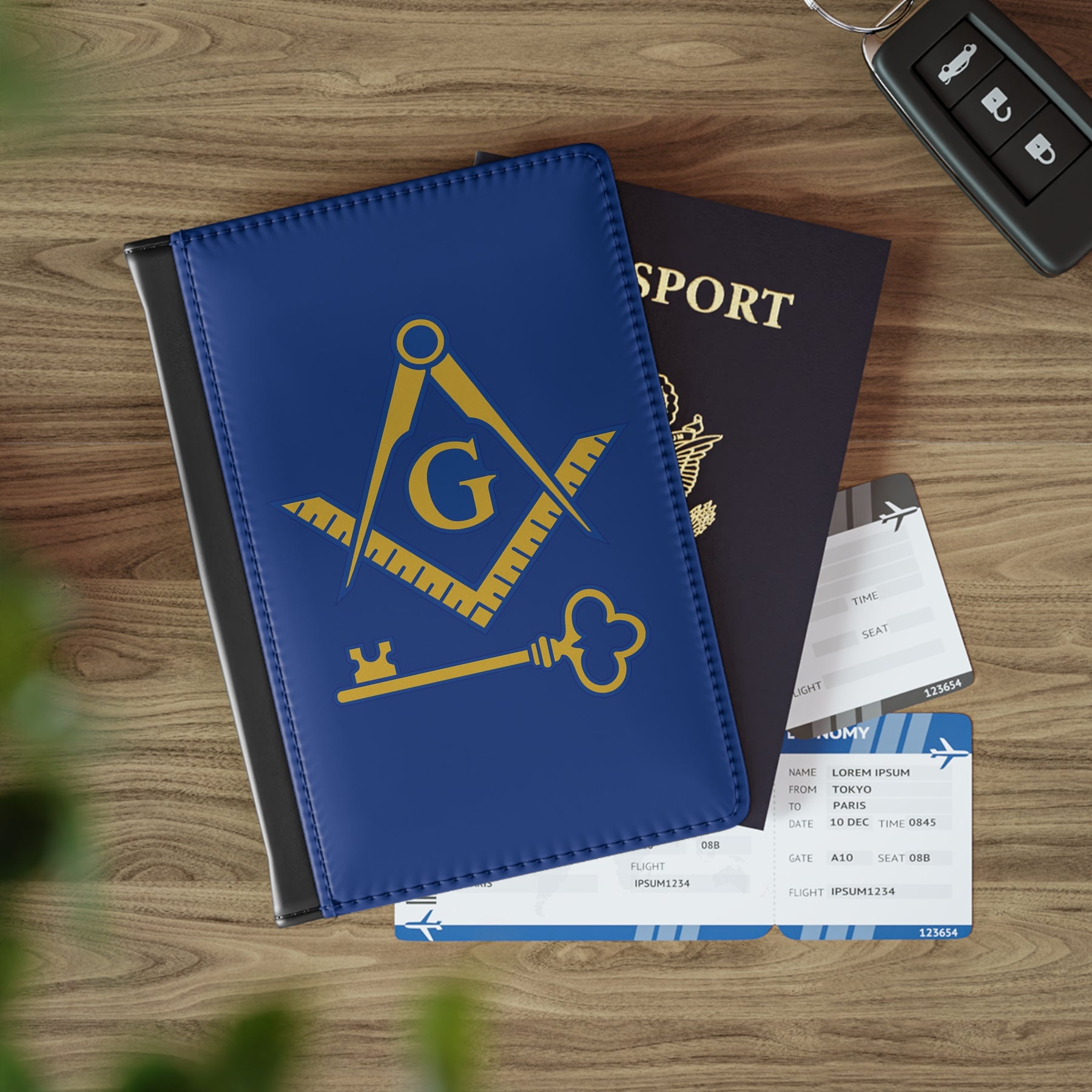International Masons Passport Cover - Blue PU Leather - Bricks Masons
