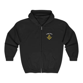 Master Mason Blue Lodge Hoodie - Zip Up Jacket S&C G with Customization - Bricks Masons