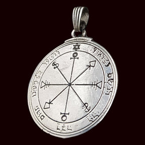 Solomon's Sixth Pentacle Pendant, Consecrated to the Moon, Silver, 4 cm, 20 g, 44 Seals of Solomon, Art. 1163 - Bricks Masons