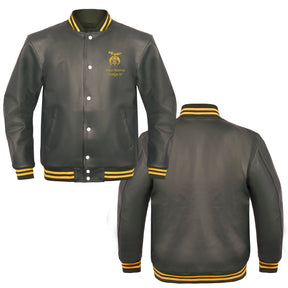 Shriners Jacket - Leather With Customizable Gold Embroidery - Bricks Masons