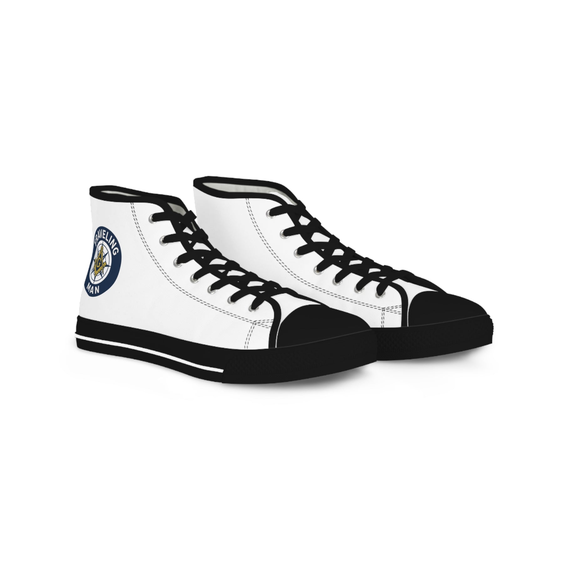 Master Mason Blue Lodge Sneaker - High Top Black & White Sole Traveling Mason - Bricks Masons