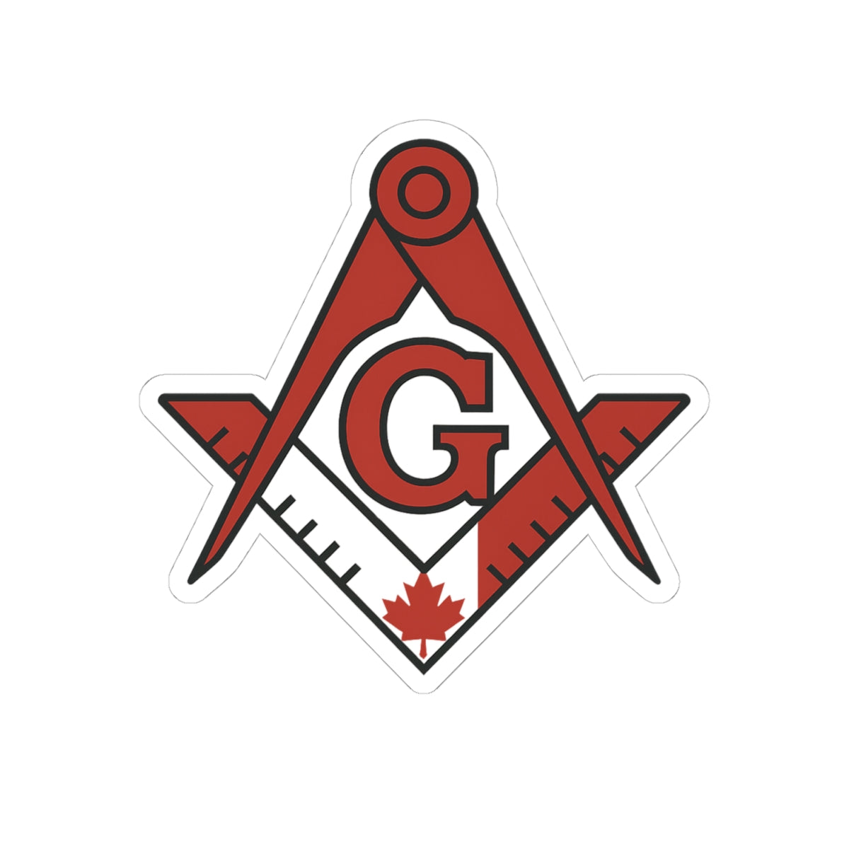 Master Mason Blue Lodge Canada Jurisdiction Sticker Decal - Kiss-Cut Canada Flag S&C - Bricks Masons