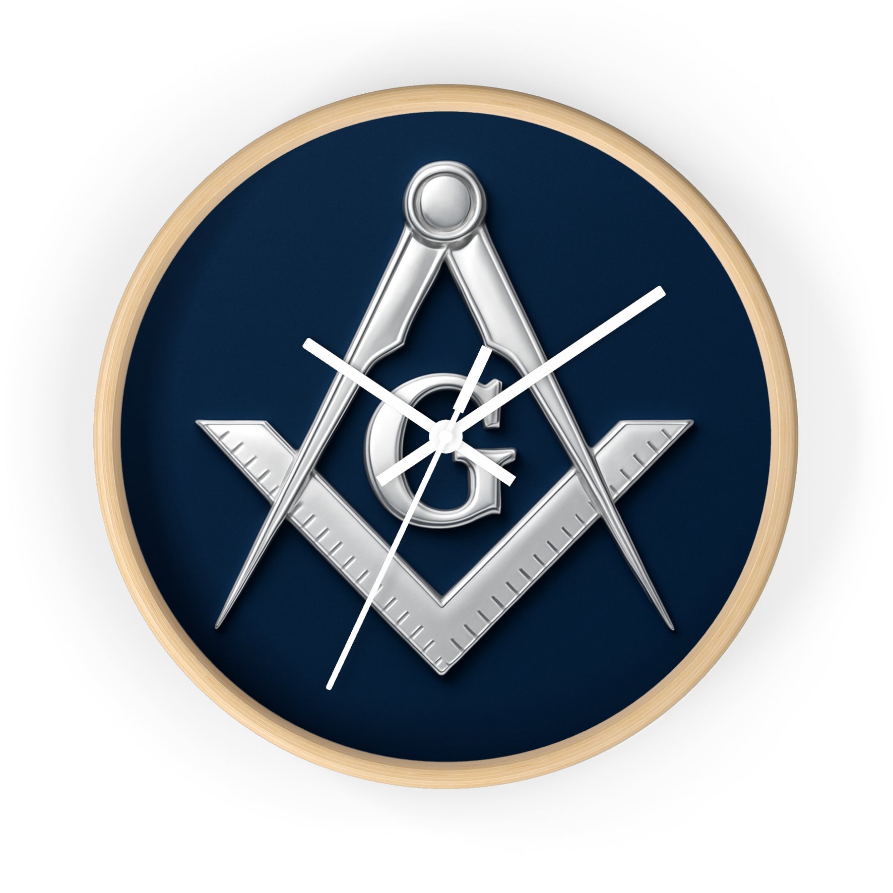 Master Mason Blue Lodge Clock - S&C G Emblem on Wood Frame - Bricks Masons
