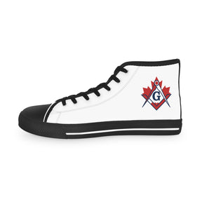 Master Mason Blue Lodge Canada Jurisdiction Sneaker - High Top Black & White Sole Canada Maple Leaf - Bricks Masons