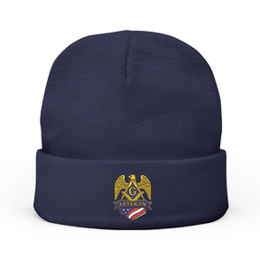 Master Mason Blue Lodge Beanie - Knit Embroidery Veteran Mason Various Colors - Bricks Masons