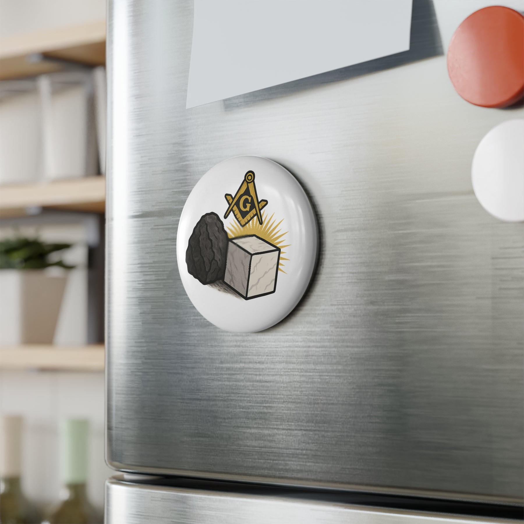 Master Mason Blue Lodge Magnet - Metal Shell With Magnetic Backing. - Bricks Masons