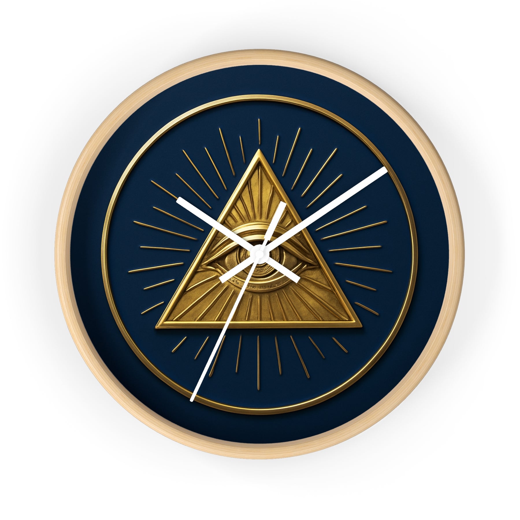 Eye of Providence Clock - Pyramid with All Seeing Eye Design on Wooden Frame - Bricks Masons