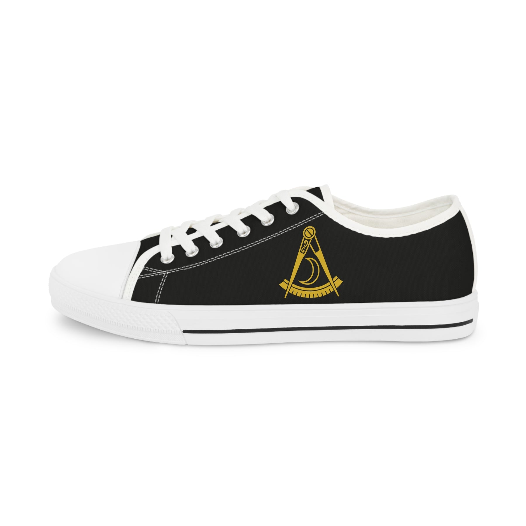 District Deputy Grand Master Blue Lodge Sneaker - Low Top Sneaker Black & White Gold Emblem - Bricks Masons