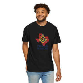 Master Mason Blue Lodge T-Shirt - Texas Mason Garment-Dyed Tee - Bricks Masons