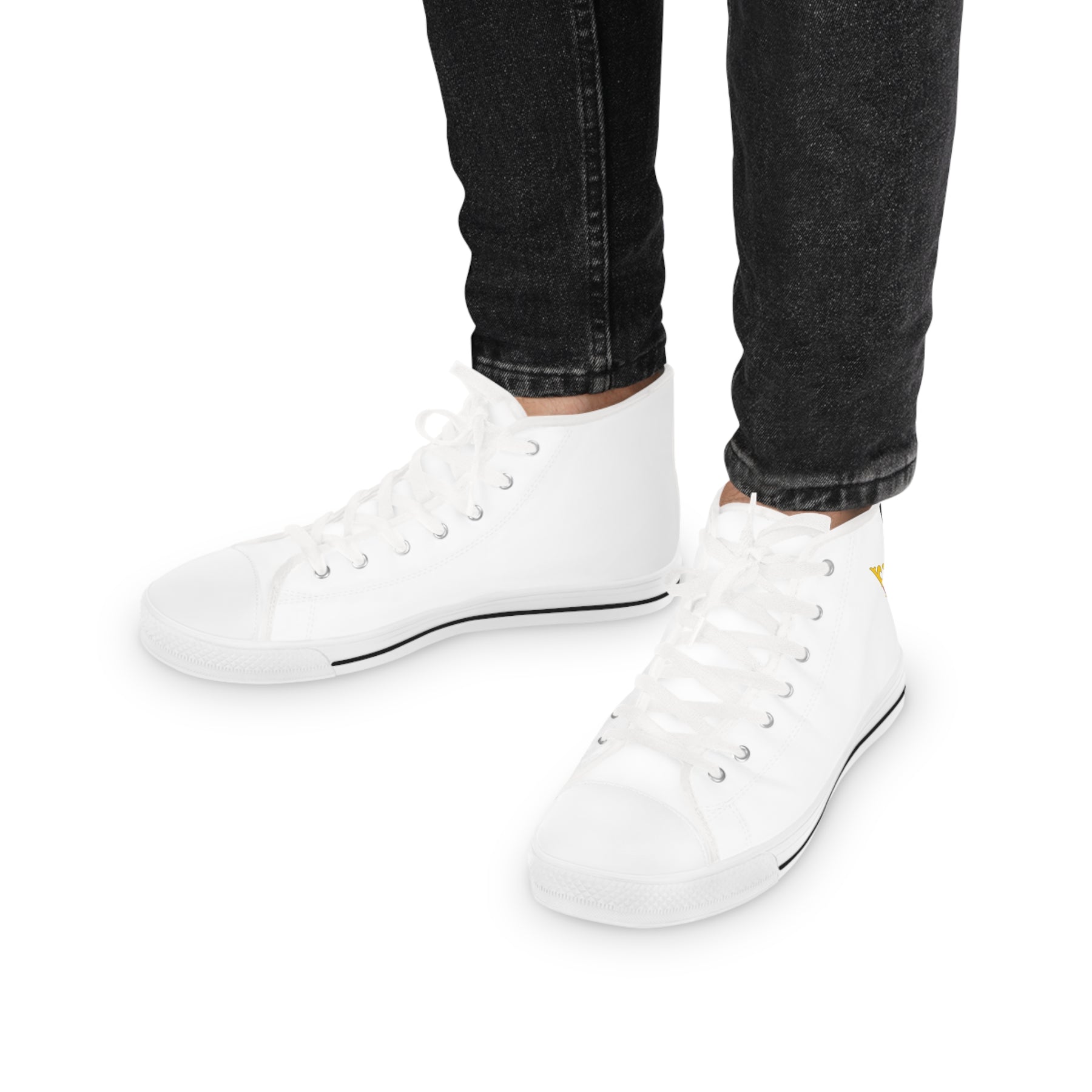 PYCH Sneaker - High Top Black & White Sole White Canvas - Bricks Masons