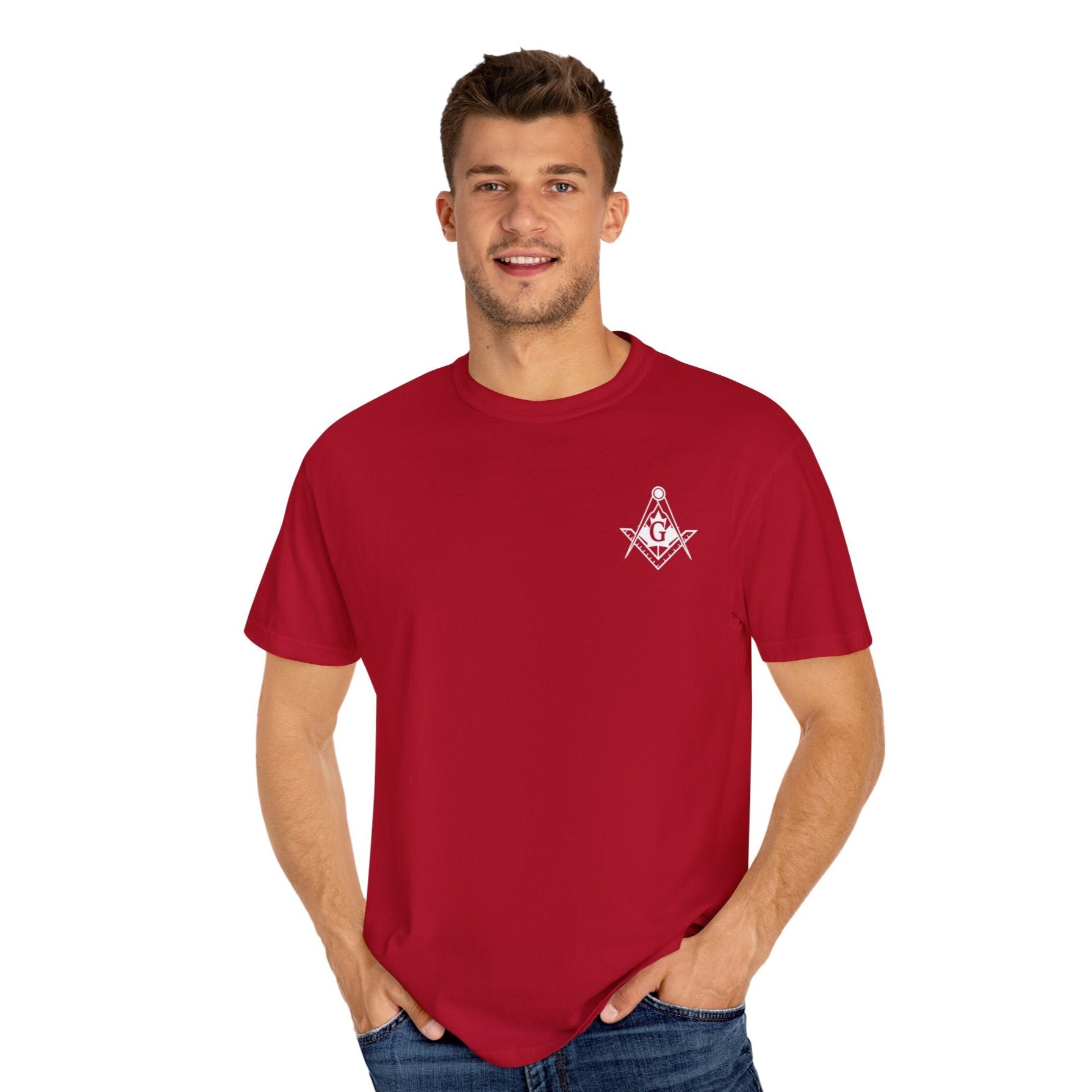 Master Mason Blue Lodge Canada Jurisdiction T-Shirt - Garment-Dyed Tee - Bricks Masons