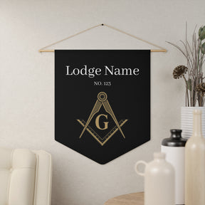 Master Mason Blue Lodge Pennant - Gold Square & Compass G with Customization - Bricks Masons