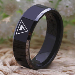 14th Degree Scottish Rite Ring - Black Tungsten Carbide Personalizable - Bricks Masons
