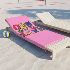 OES Towel - OES For Life Pink Polyester Beach Cloth - Bricks Masons