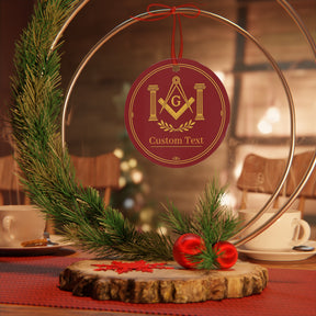 Master Mason Blue Lodge Christmas Ornament - Square & Compass G with Pillars Customized - Bricks Masons