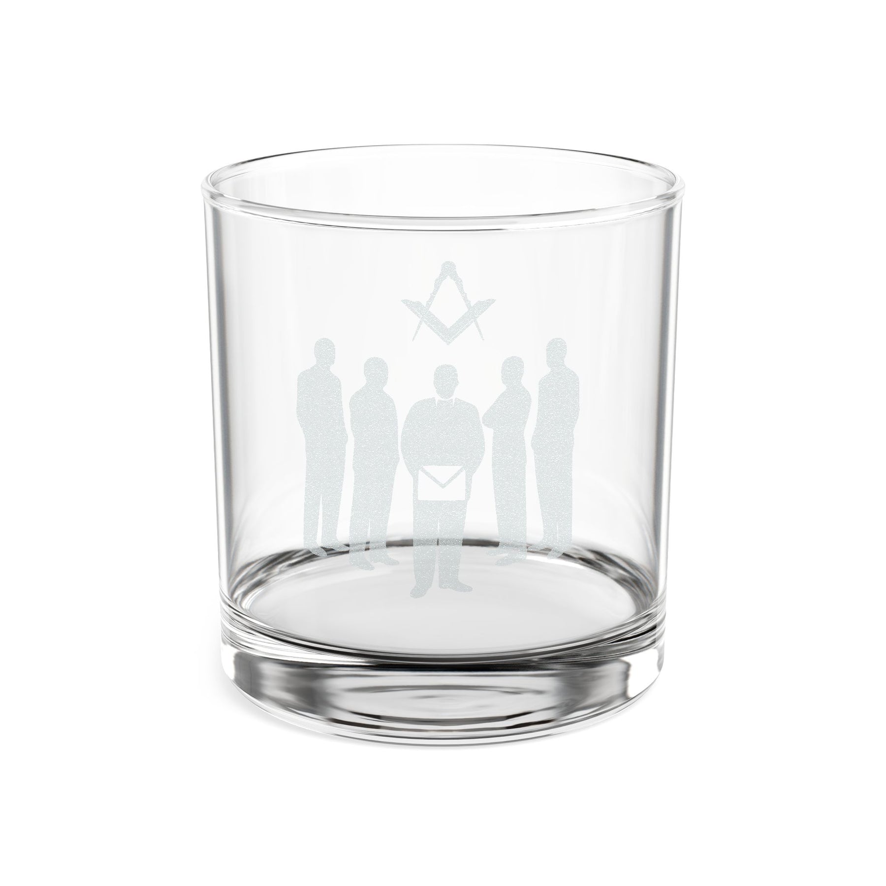 Vaso de whisky de la Logia Azul de Maestro Masón - Figuras de pie de la Hermandad, escuadra y compás