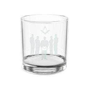 Vaso de whisky de la Logia Azul de Maestro Masón - Figuras de pie de la Hermandad, escuadra y compás