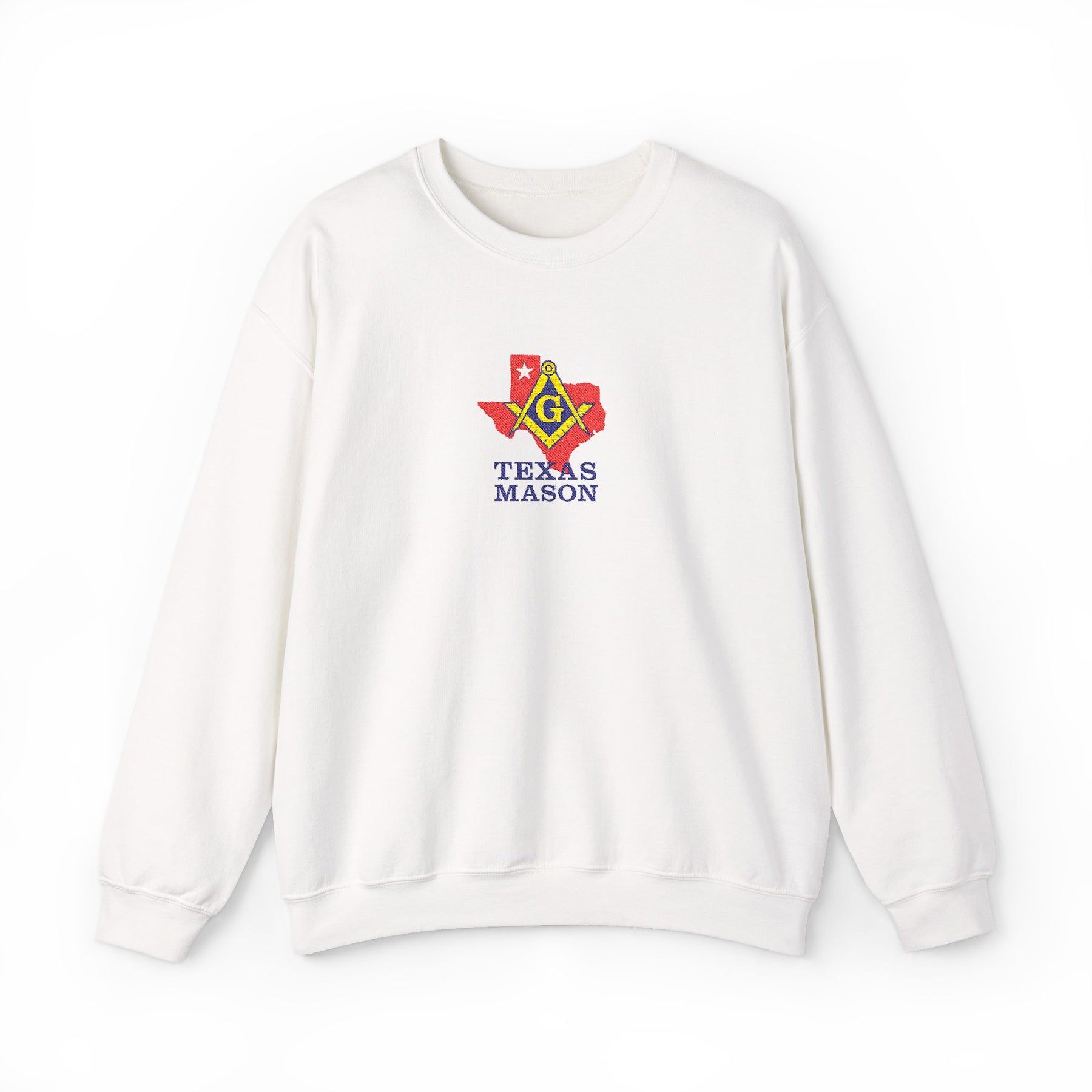 Master Mason Blue Lodge Sweatshirt - Crewneck Embroidered Emblem Texas Mason - Bricks Masons