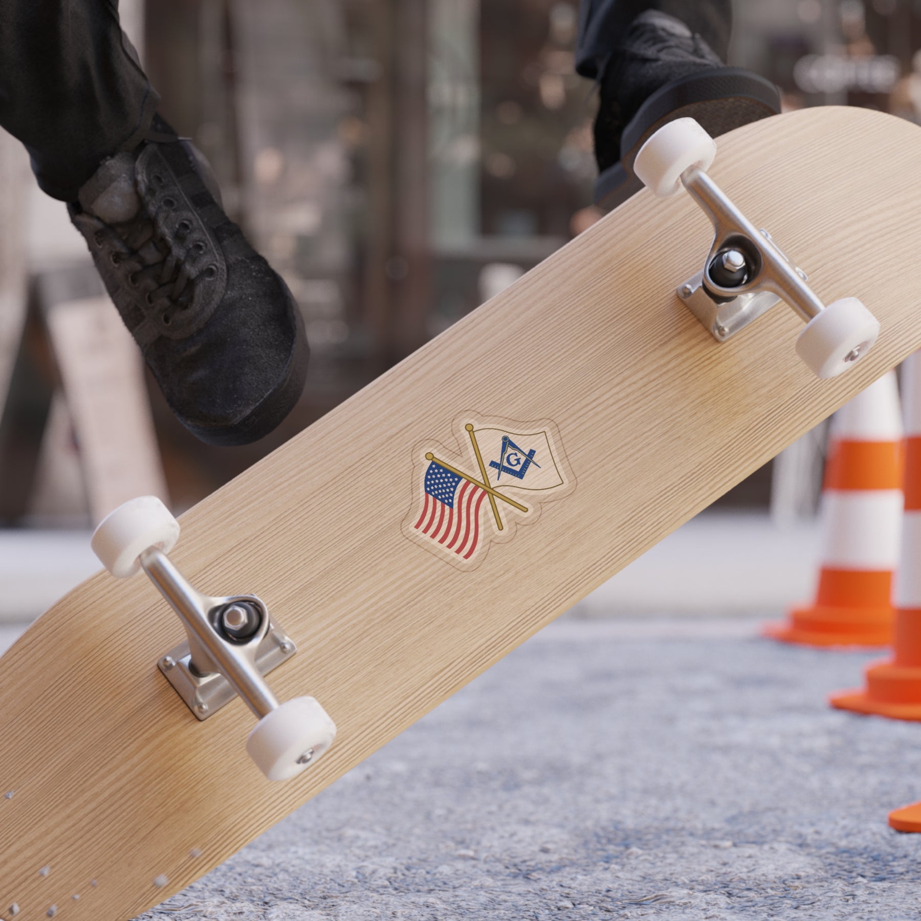 Master Mason Blue Lodge Sticker Decal - Water Resistant Vinyl Crossed Flags - Bricks Masons