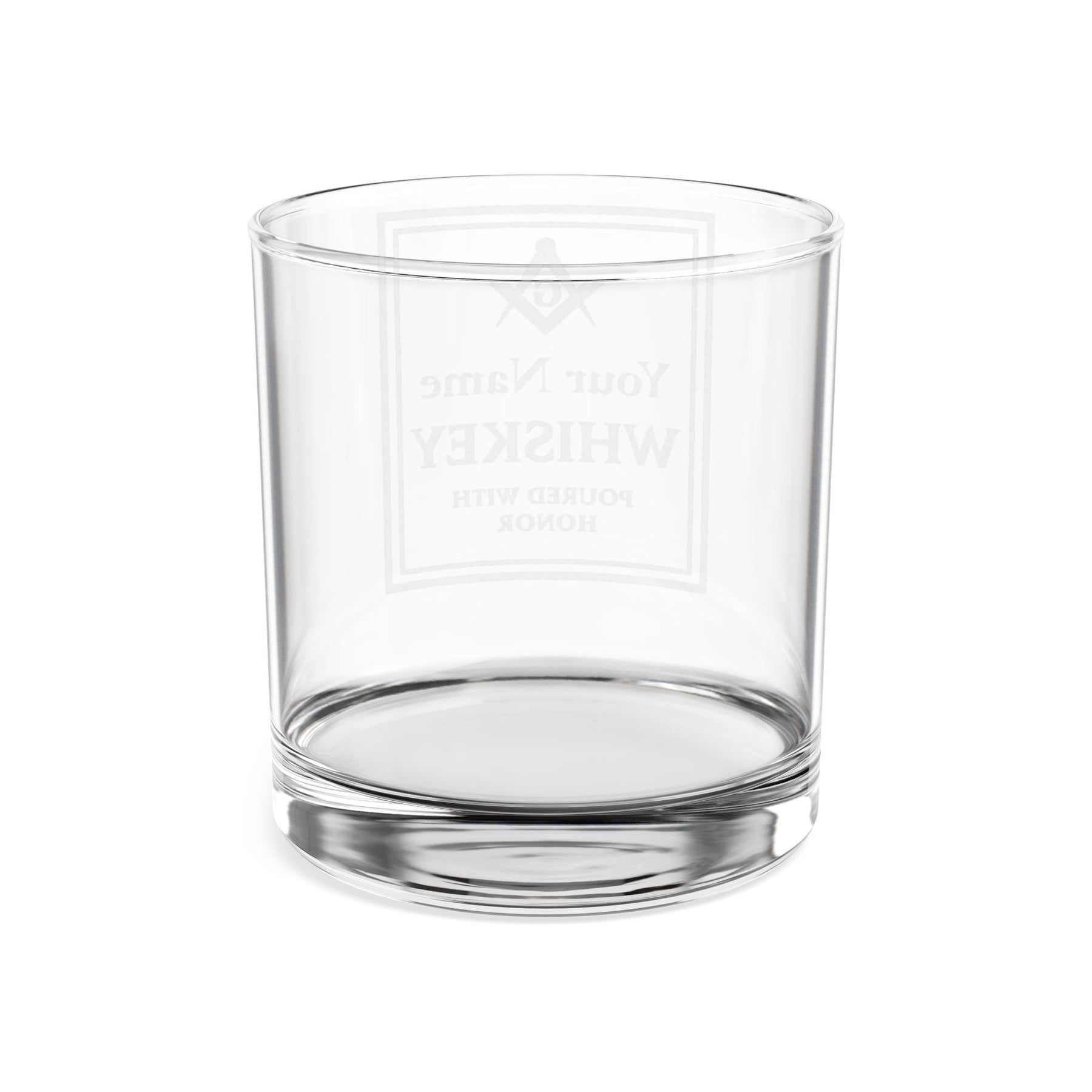 Master Mason Blue Lodge Whiskey Glass - Poured with Honor S&C G with Personalization - Bricks Masons