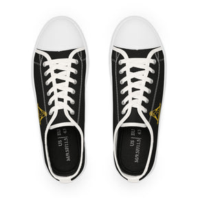 District Deputy Grand Master Blue Lodge Sneaker - Low Top Sneaker Black & White Gold Emblem - Bricks Masons