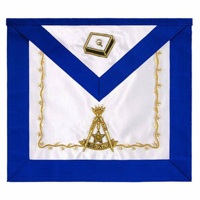 14th Degree Scottish Rite Apron - White Silk & Blue Moire Hand Embroidery